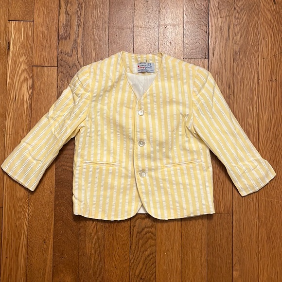 MVP Originals Vintage Yellow and White Striped Button Up Blazer, Size 3T - Picture 1 of 4